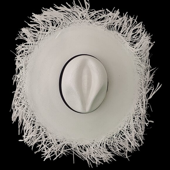 M.A.M.A. - Instagram Women\'s White Straw Hat, Black Ribbon main image 4